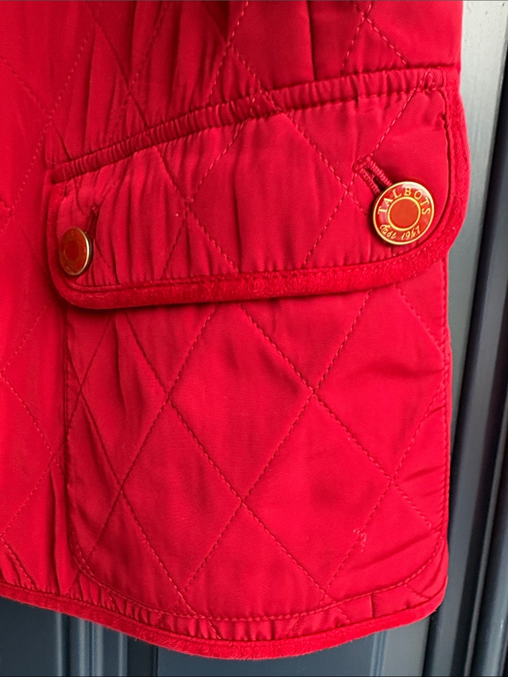 Talbots Bright Red Quilted Button-Front Vest - Picture 3 of 5